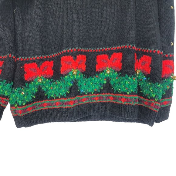 Vintage 1994 Christmas Wreath Ugly Sweater with Real Ornaments Size Medium - Picture 7 of 15